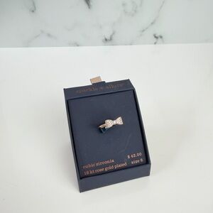 Sparkle & Allure Rose Gold Bow Ring with Cubic Zirconia - Pink/Gold